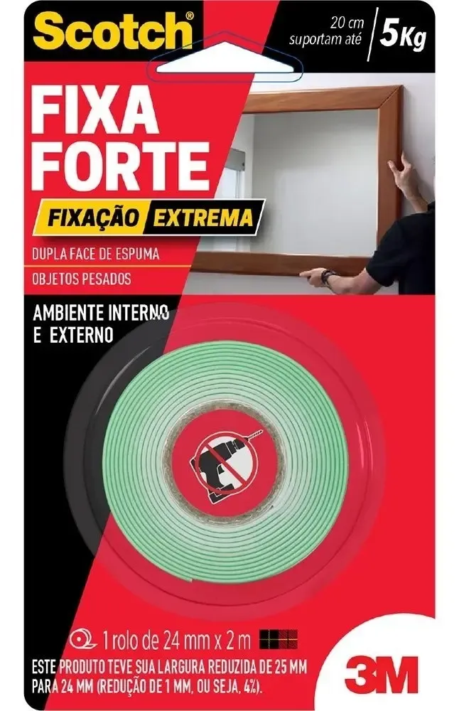 Fita Dupla Face 3M Scotch Extra Forte 5kg Fixa Quadros Espelhos